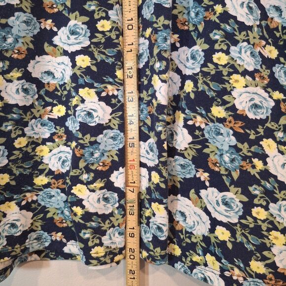 Tomsware Sz Med Jersey Stretch Blue Yellow Floral Sleeveless Y2K Skater Dress - Picture 7 of 8